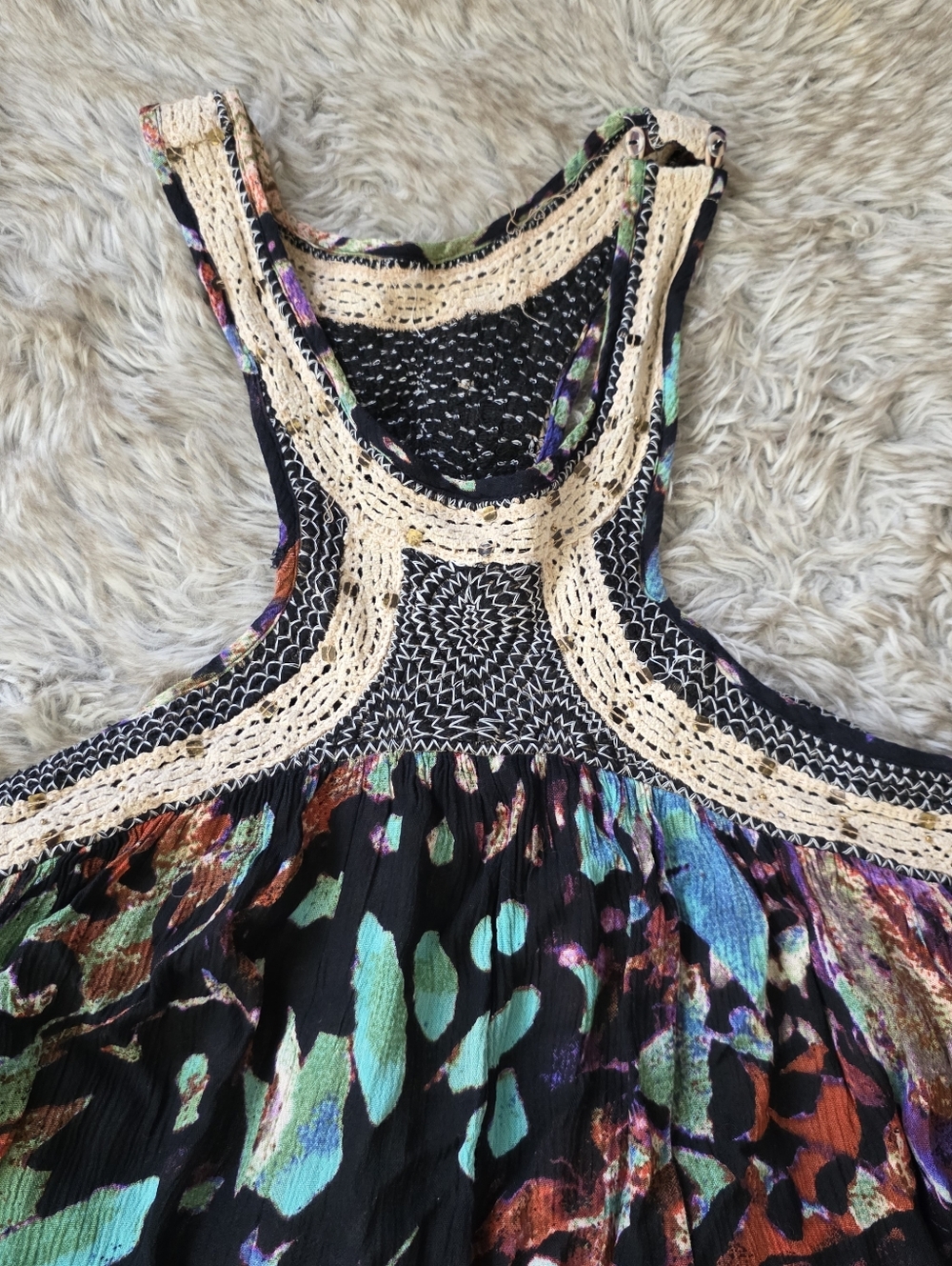 Free People Monarch Maxi Dress Racer Back Multicolored Floral Women's - Picture 9 of 16